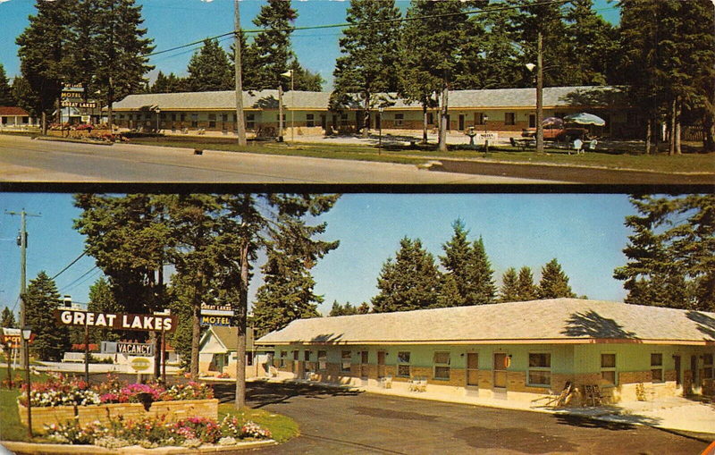 Great Lakes Motel - Vintage Postcard Back (newer photo)